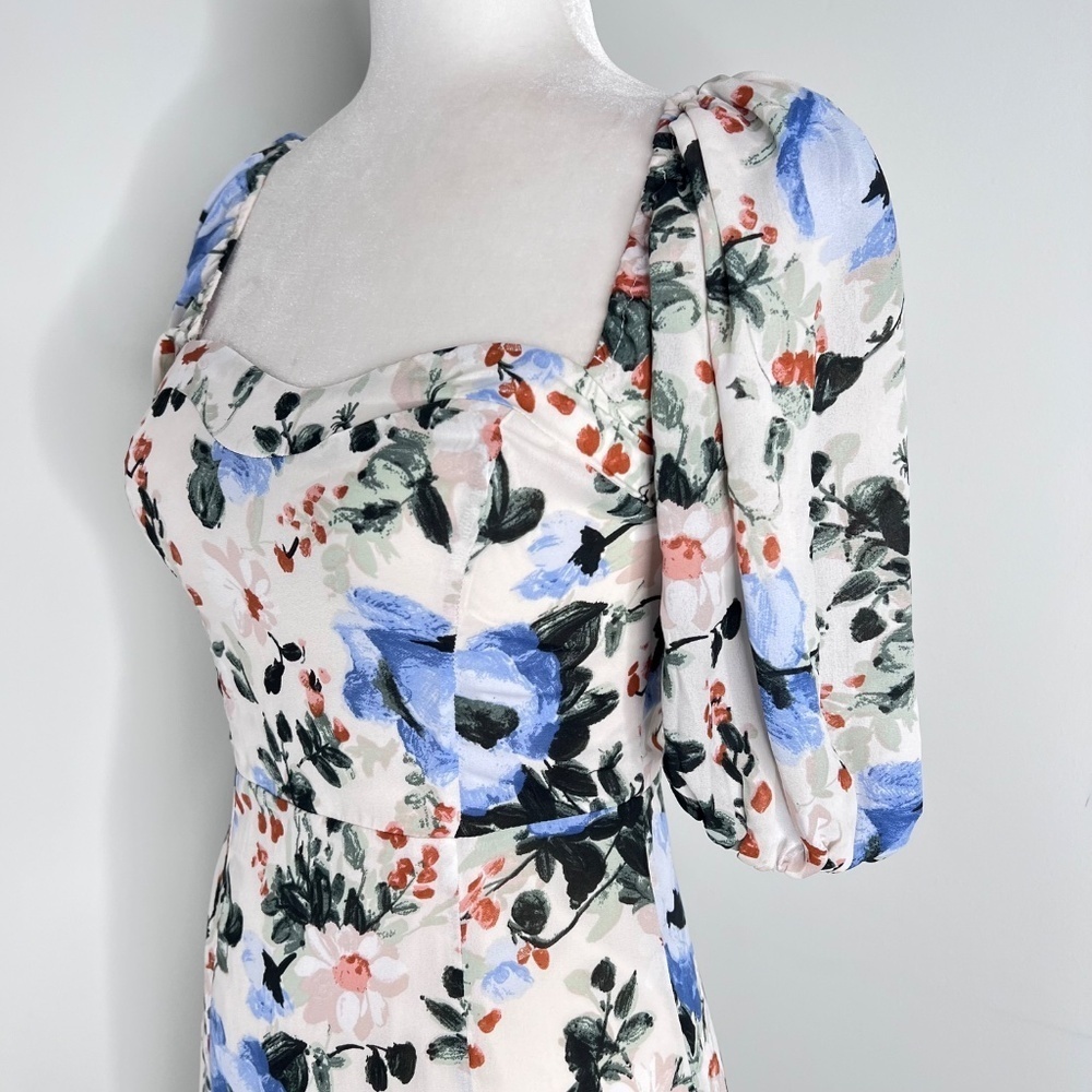 Abercrombie and Fitch Camille Puff Sleeve Midi Dress XS T - Picture 5 of 7